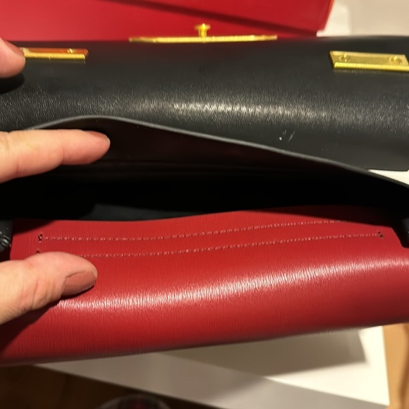 NWT Valentino Leather Shoulder Bag with Red Detail and Gold Hardware - Picture 7 of 12